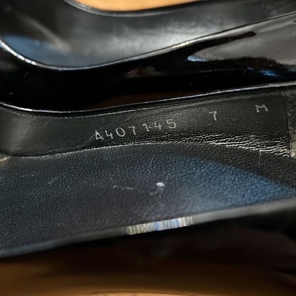 Stuart Weitzman Black Patent Leather Platform Peep Toe Pumps Size 7M - Picture 11 of 11